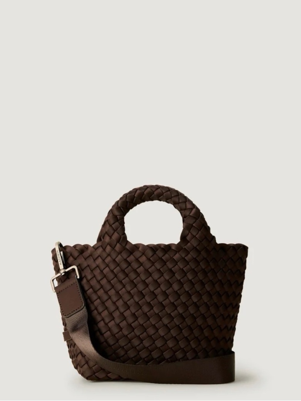 Naghedi St. Barths Brown Braided Mini Tote with Zip Pouch (petit)